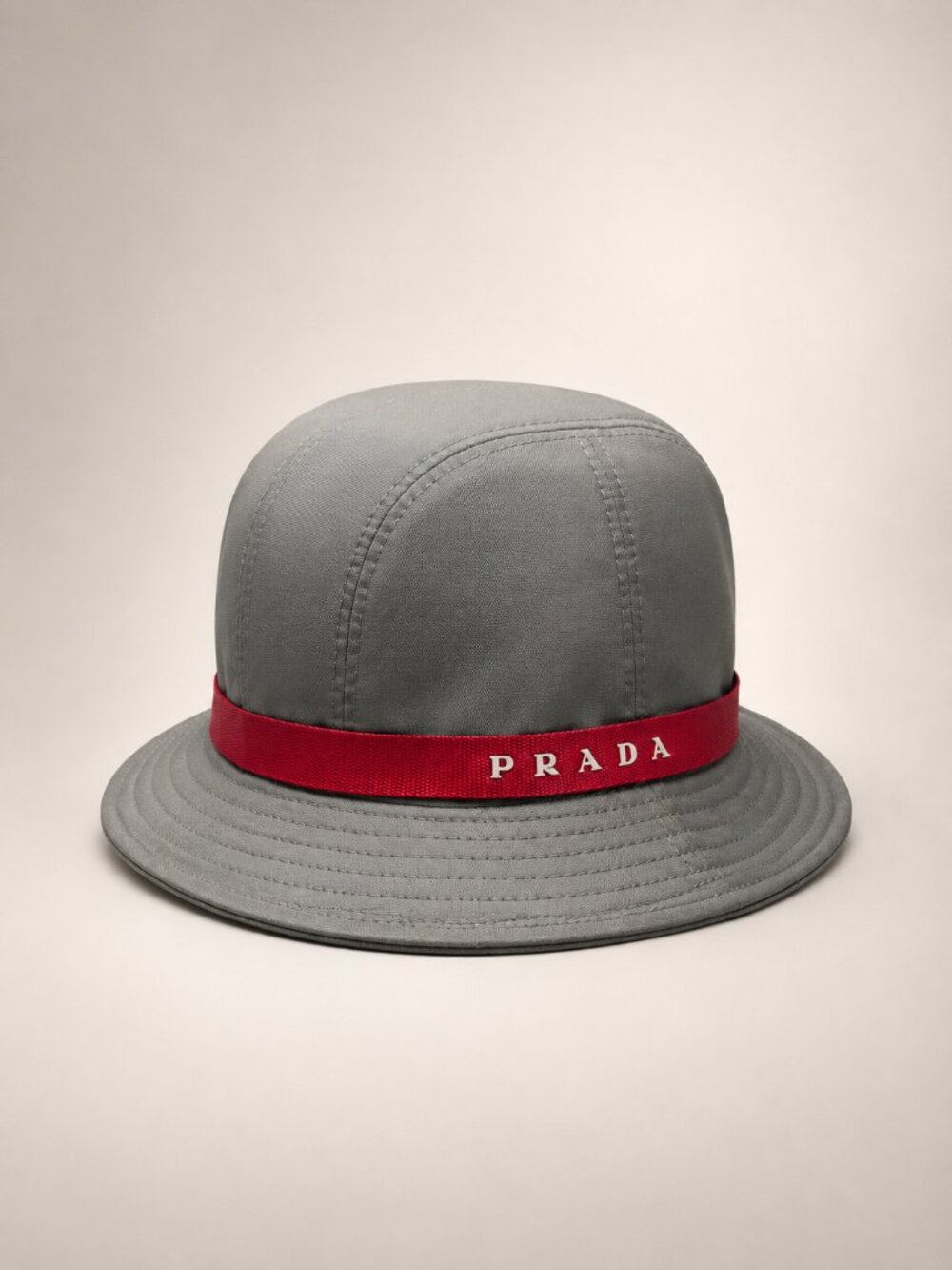 Vintage Prada Linea Rossa Grey Nylon Bucket Hat Y2K